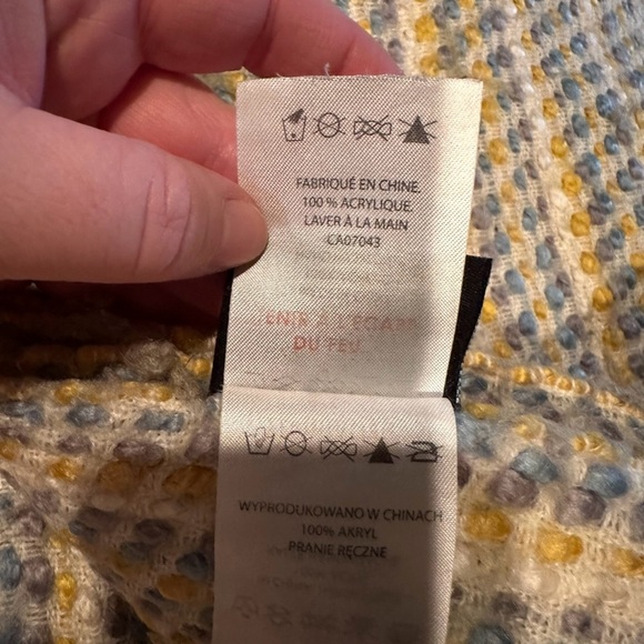 Cynthia Rowley blue/ yellow throw with fringe! Super soft! Used condition! - Picture 5 of 7